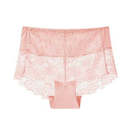 uublik Womens Panties Seamless Boxer Briefs Full Coverage Soft Stretch Boxer Shorts Lace Underwear for Women Pink