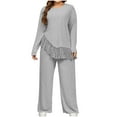 thumbnail image 5 of ATOYSOY Women's Long Sleeve Ribbed Tracksuits Casual Plus Size Knitted Outfits for Ladies Activewear Sweat Suits Pants Ribbed Tops 2 Piece Lounge Sets Tassels Gray XXL, 5 of 7