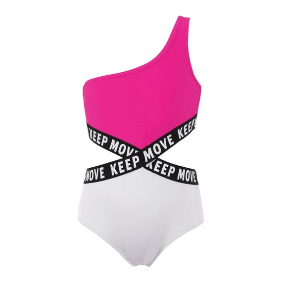 iiniim Little Girls One-Piece Hollow Out Swimwear Single Shoulder Strap Cutout Swimsuit Bathing Suit Tankini