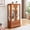 Dark Oak, variant on Noble House Louisa Lighted Curio Cabinet, Glass Display Case with Drawer, Mirrored Back & Adjustable Shelves, Dark Oak