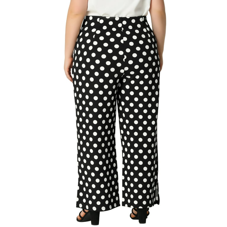 Women With Control Polka Dots Black Casual Pants Size 1X (Plus
