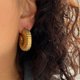 thumbnail image 3 of Pendientes de aro gruesos redondos para mujer, aretes de acero inoxidable chapados en oro, joyería de boda impermeable, envío gratis, 3 of 4