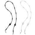 thumbnail image 1 of 2pcs Gafas de perlas largas Cuerdas colgantes Pearl White Pearl Lanyard (Blanco Negro), 1 of 5