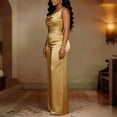 thumbnail image 4 of Morttic Women's Elegant Sleeveless Satin Cowl Neck Wide Leg Jumpsuit – Solid Color Slim Fit Formal Party Outfit Champagne，2XL, 4 of 6