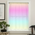 thumbnail image 4 of Teal Pink Ombre Semi Sheer Curtains Drapes for Living Room, Bedroom, French Doors Window 84 Inches Long, Modern Abstract Art Aesthetics Rod Pocket Chiffon Curtain Drapery Voile Draperies Panel, 4 of 6