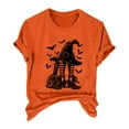 thumbnail image 4 of HCURIBAD Shirts for Women, Women's Alphabet Witch Print Crew Neck Tee Halloween T-Shirt, Womens Graphic Tees, Halloween Shirts for Women 1PC Top Orange M, 4 of 4