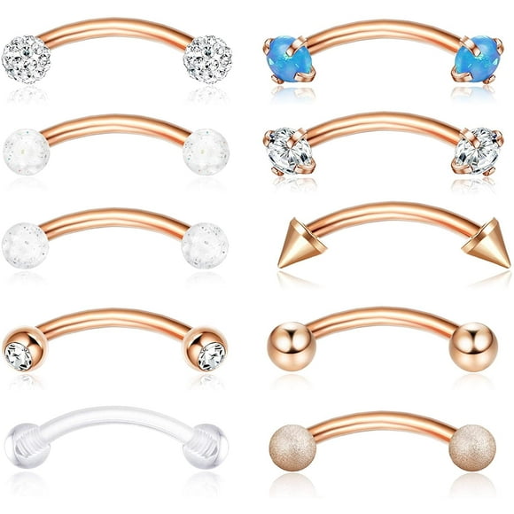 16G Eyebrow Lip Belly Button Rings Rook Earrings Daith Helix Piercings Barbell Body Jewelry