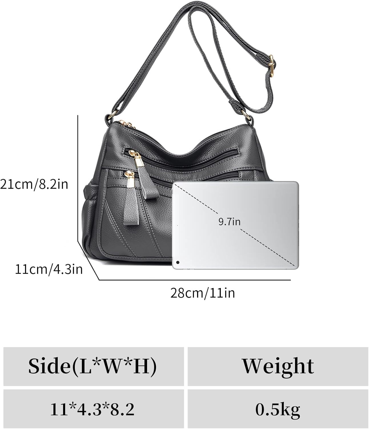 Crossbody Bags for Women Multi Pocket Shoulder Bag Soft PU Leather Purses and Handbags Pocketbooks