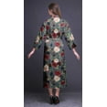 thumbnail image 4 of Bimba Dusty Blue Floral Leaves & Peony Printed Womens Robes Long Soft Kimono Robe Cotton Bride Getting Ready Robe Long M, 4 of 5