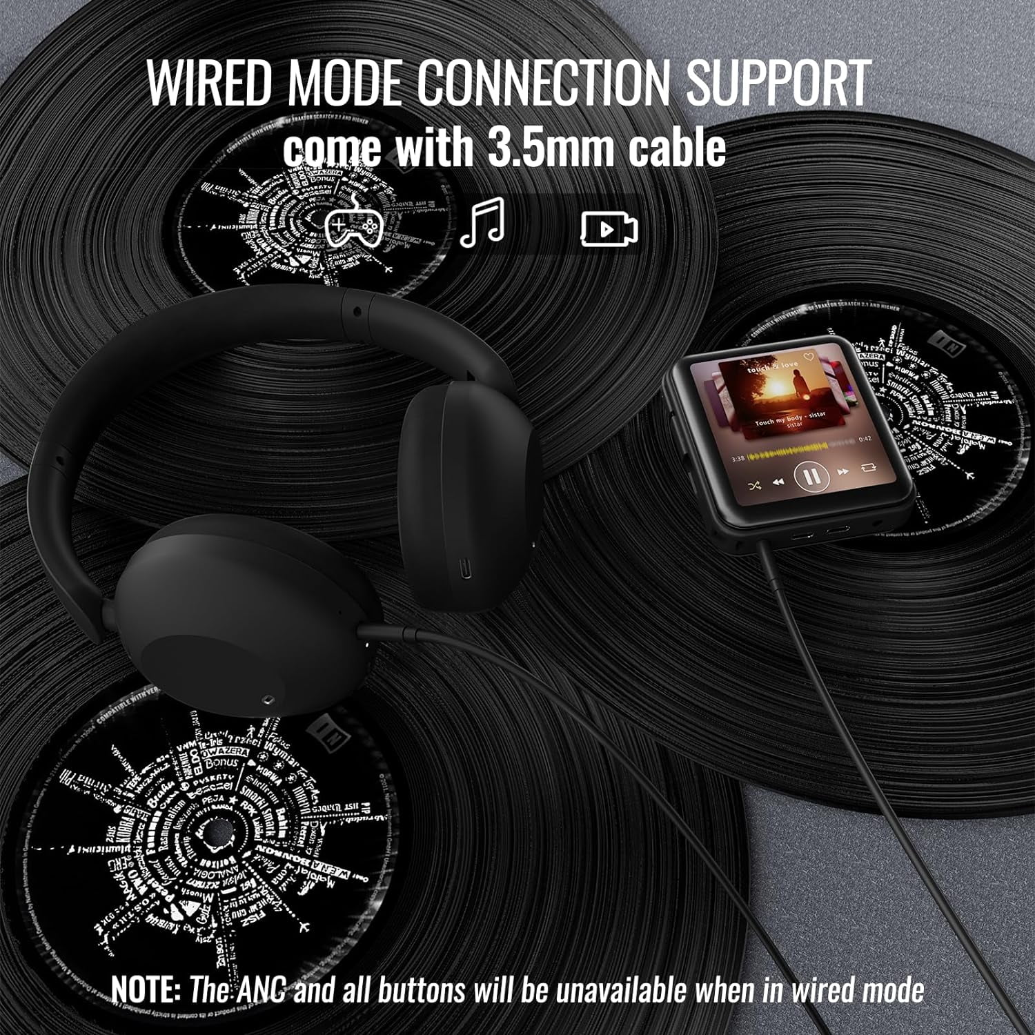 Swiifome Active Noise Canceling Headphones, over Ear Foldable Headphones with Mic, 60 Hours Play Time on Ear Bluetooth Headsets with Deep Bass, with HiFi Audio for Music