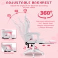 thumbnail image 4 of HOFFREE Gaming Chair for Girls with Cat Ears and Cloud Massage Lumbar Cute Computer Chair with Footrest Comfortable Reclining Game Chairs for Adults Teens Women Pink and White, 4 of 9
