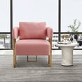 thumbnail image 2 of TS Modern decorative chair, living room side chair with gold metal legs, no wheels, suitable for dressing area, reception room, office,Teddy fleece upholstered metal foot sofas 2PCS Pink, 2 of 5