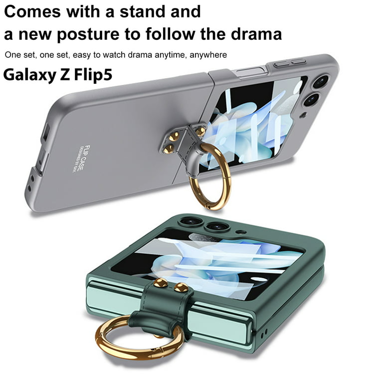 K-Lion for Samsung Galaxy Z Flip 5 Slim Case 2023 with Ring Holder, Ultra  Thin Crystal Clear Plating Edges with Built-in Back Screen Protector  Lightweight Phone Cover for Samsung Z Flip5,Clear 