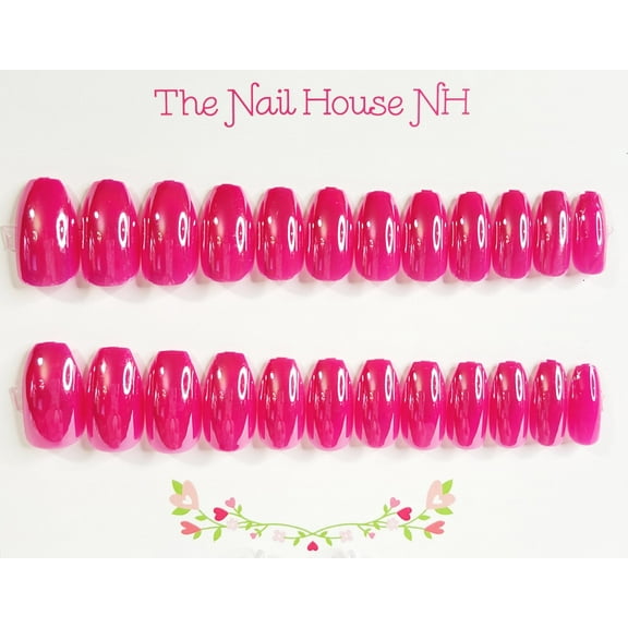 Flaming Hot Pink Chrome Ballerina Press-on Nails by The Nail House NH - 24 Pieces