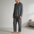 thumbnail image 7 of TKKCS Mens 100% Cotton Long Sleeve Pajama Set Button Down Notch Collar Soft Loose Fit Sleep Loungewear with Pockets Black 3XL, 7 of 7