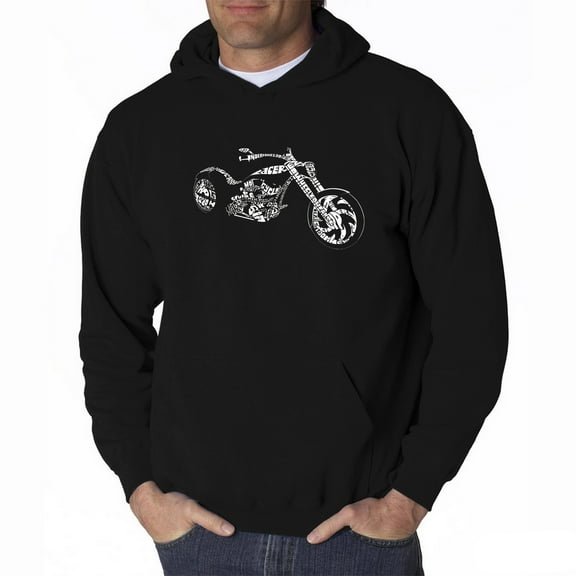 LA Pop Art Men's Word Art Hooded Sweatshirt - MOTORCYCLE