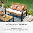 thumbnail image 4 of Alpha Joy 4 Piece Wicker Outdoor Patio Conversation Set, Brown & Beige, 4 of 12