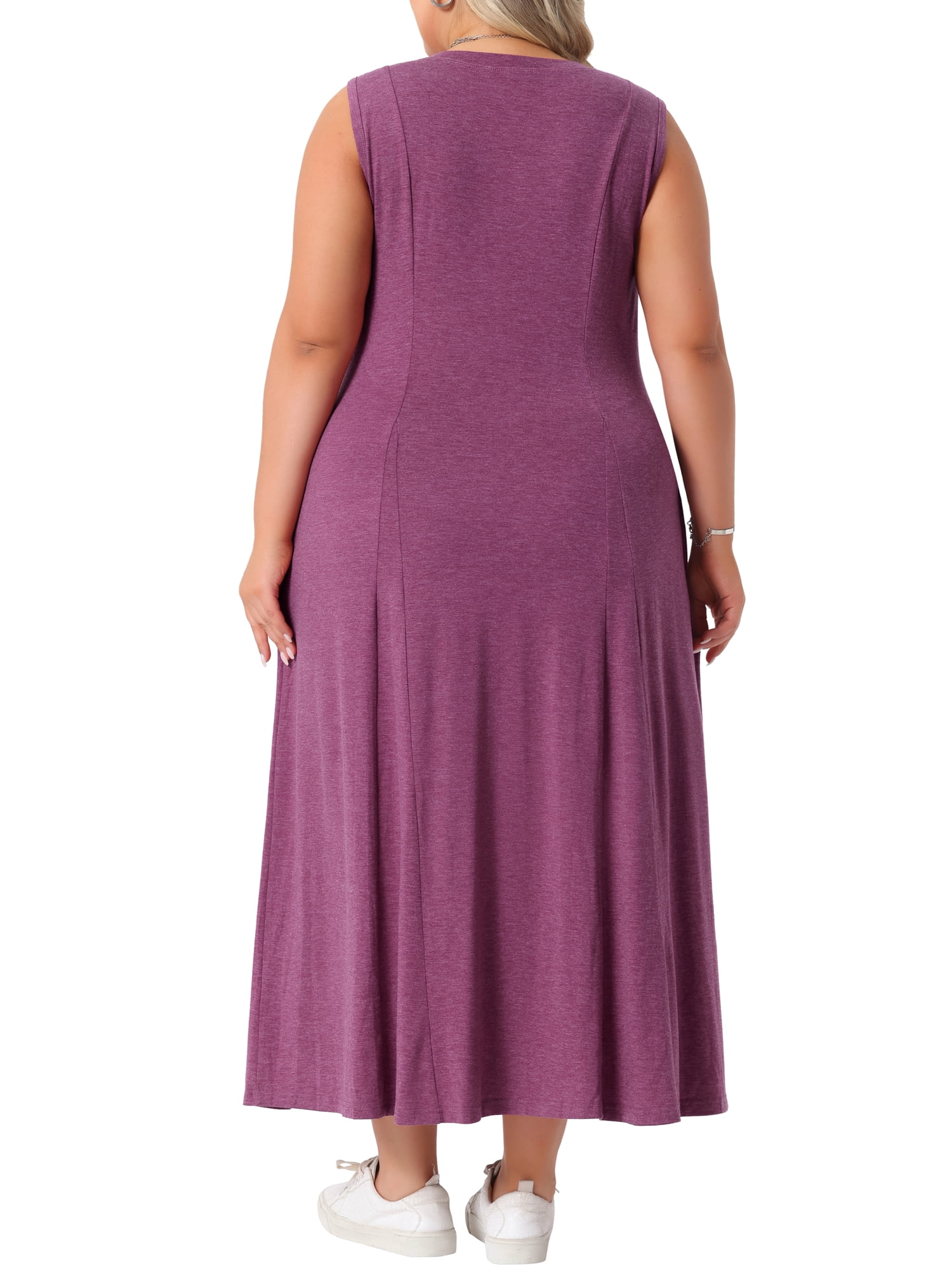DARING DIVA Plus Size Summer Sleeveless Maxi Dress 4X Burgundy