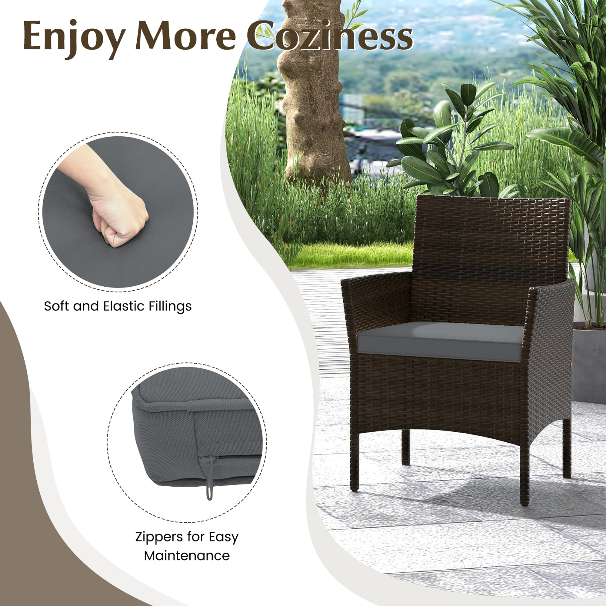 Gymax 4 Piece Patio Rattan Conversation Set Outdoor Wicker Furniture Set w/ Chair & Loveseat