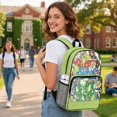 thumbnail image 3 of ZIATUBLES Clear Backpack, Heavy Duty Fabric & PVC Transparent Bookbag with Frog Daisy Butterfly Dragonfly Print, Large Capacity See Through Backpack for School College Work Travel Security, 3 of 7