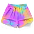 thumbnail image 5 of Mifsaly Womens Athletic Shorts with Liner 2 in 1 Tie-Dye Print Double Layer Running Shorts High Waisted Workout Gym Yoga Biker Shorts Purple,XXL, 5 of 6