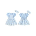 thumbnail image 2 of vera natura 3Pcs Baby Girls Summer Outfits Short Sleeve Romper + Daisy Suspender Skirt + Headband Set, 2 of 8