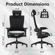 CLATINA Ergonomic High Swivel Executive Chair with Adjustable Height Head 3D Arm Rest Lumbar Support and Upholstered Back for Home Office Black