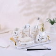 thumbnail image 6 of Ceramics White Bathroom Accories SetGold Marble Look Bathroom Decor Modern 6 Piece Bathroom Accory Set Complete with Soap Dispenser Toothbrush Holder Tumbler Tray Countertop, 6 of 10
