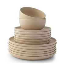 18-Pieces Stoneware Dinnerware Set-Beige