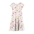 thumbnail image 5 of Girls Floral Tiered Dress with Pockets Ruffle Cap Sleeves Soft Summer Sundress for Kids Multicolor,Size 8-9T, 5 of 6