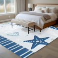thumbnail image 4 of 5'x8' Area Rugs, Blue Coastal Indoor Outdoor Area Rug for Living Room Bedroom, Ocean Nautical Starfish Coral Striped Washable Bathroom Rugs Kitchen Floor Carpet Mats Home Decor Aesthetic, 4 of 8