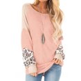 thumbnail image 1 of Femmes Couleur Bloc Pull Léopard Imprimé Sweat-Shirt Raglan Manches Longues Tunique en Vrac Chemises Tops, 1 of 2