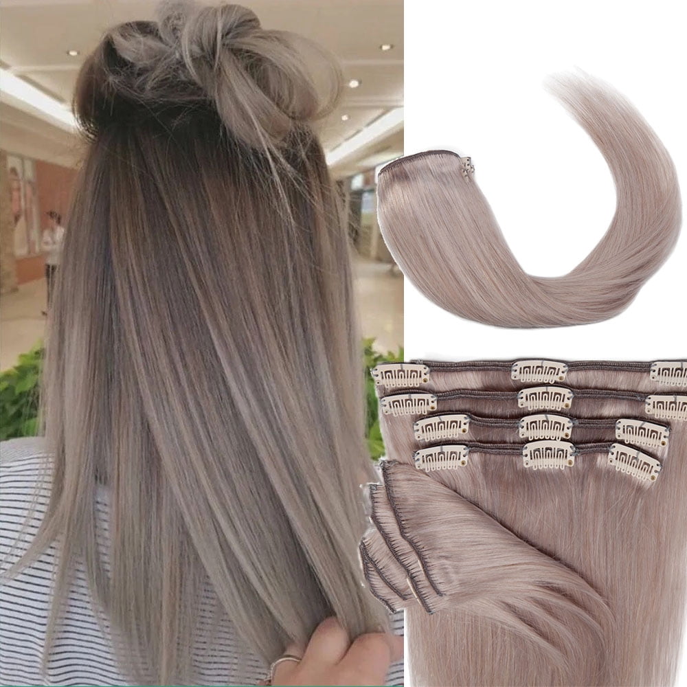 SEGO Human Hair Clip In 100% Remy Human Hair Extensions 8PCS 18 Clips Virgin Human Hair Natural Smooth Full Head