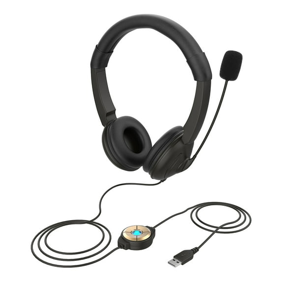Dcenta USB Wired Headphone on Ear Headset with Microphone Earphone for Computer for Adults Kids