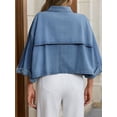 thumbnail image 4 of Womens 3/4 Sleeve Cropped Denim Jackets Casual Button Down Loose Coat with Pockets, 4 of 6