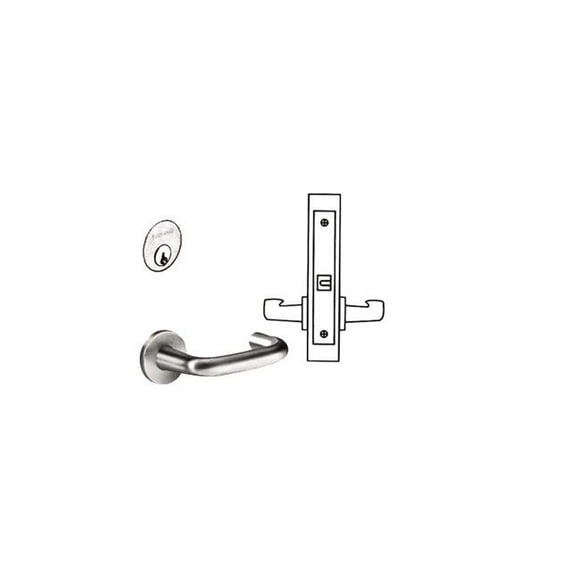 Passage Mortise Trim Only with J Lever & LN Rose, Satin Chrome