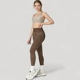 thumbnail image 7 of Women's Seamless Ribbed High Waist Full Length Leggings with Compression Fit - Large, Brown, 7 of 7