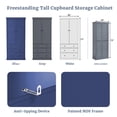 thumbnail image 5 of Harper & Bright Designs Farmhouse Kitchen Pantry Door Shelves, Freestanding Tall Cupboard Storage Cabinet with 3 Adjustable Shelves and 3 Drawers for Dining Room Kitchen, Blue, 5 of 17