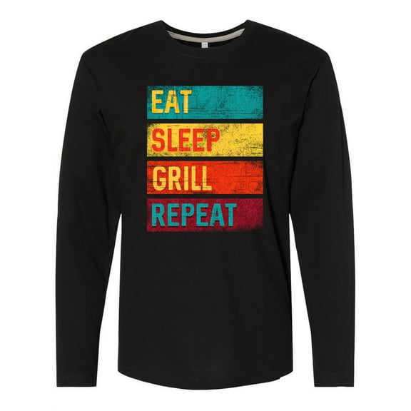 Inktastic BBQ Grilling Eat Sleep Grill Repeat Long Sleeve T-Shirt
