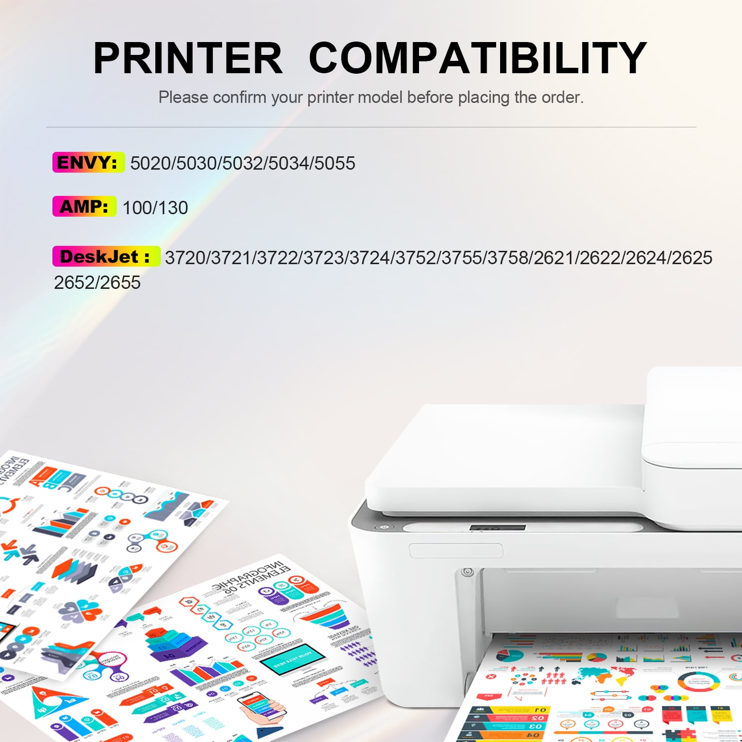 Printer Ink 65 for 65XL Ink Cartridge Black Color Compatible for 65 Ink Cartridge for Printer Ink 65 for DeskJet 3772 3752 3755 3700 Envy 5055 5010