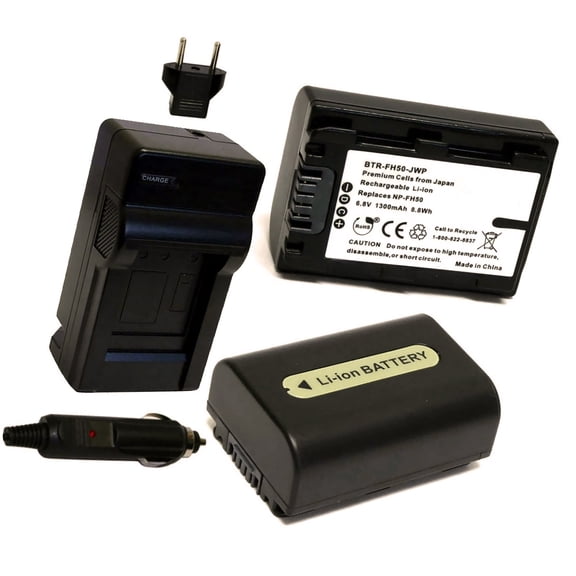 Sony DSLR-A330 Replacement Battery 1300mAh (2-Pack) with Single Charger
