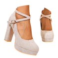 thumbnail image 3 of Win s Way Women's Suede Crossover Strap 8cm Heel High Heels Oktoberfest Casual Market Shoes, 3 of 9