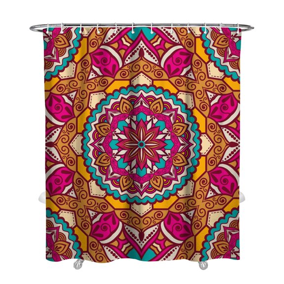 Floral Boho Daisy Shower Curtain 72x84, Quick-Dry Polyester with Plastic Rings, Retro Yellow Bloom Design for Bathroom Decor