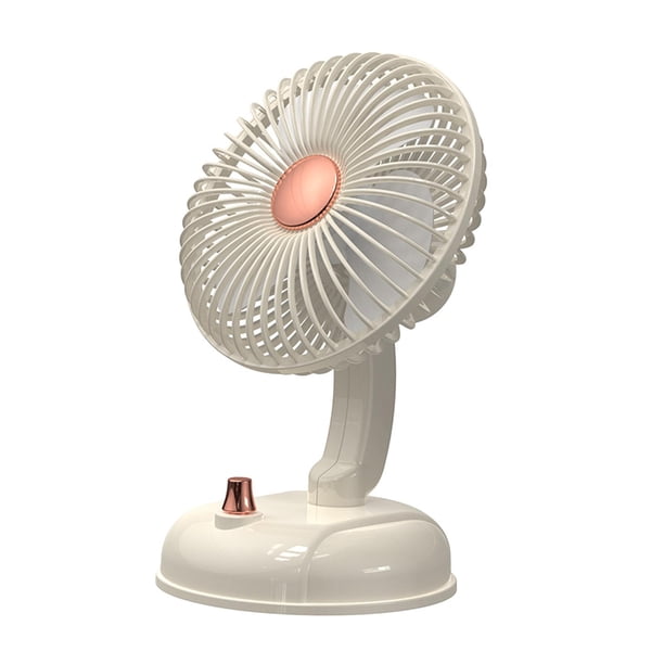 Ventilador eléctrico de escritorio con cabezal ajustable, ventilador personal silencioso con rotación izquierda y derecha. Enchufe USB blanco