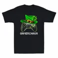 thumbnail image 1 of T-Shirt Unisexe Gaming Leprechaun Rétro Vert Célébration Gamer Humor G02003, jusqu'à la Taille 5TG, 1 of 4