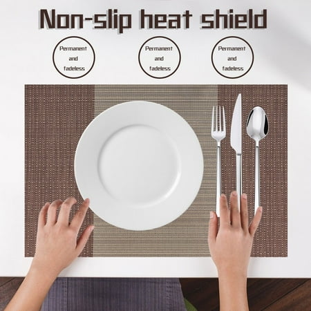 

ãYilirongyummãKitchen Organization Placemat Green Solid Color Mat Plain Horizontal Stripe Table Mat