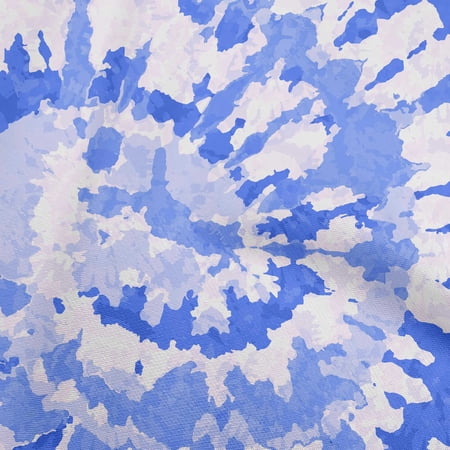 oneOone Cotton Jersey Blue Fabric Asian Tie & Dye Fabric For Sewing Printed Craft Fabric By The Yard 58 Inch Wide
