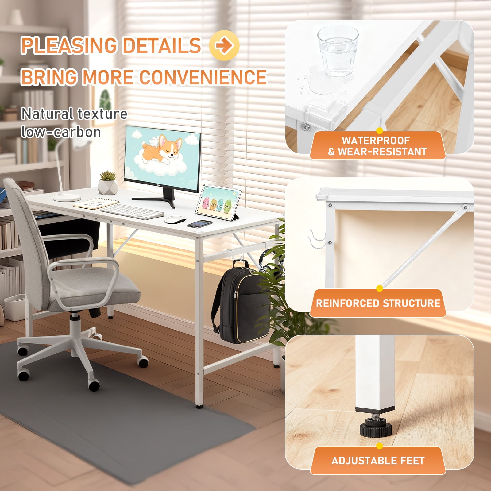 Ktaxon 47" Wood Computer Desk PC Laptop Study Table Workstation Home Office Furniture, White