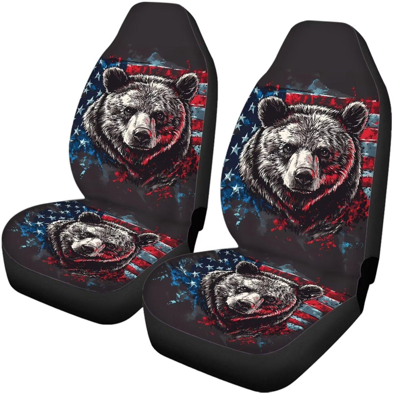 Pzuqiu Bear Head Seat Cover Sets Full Lightweight Full Wrapping Edge Seat Covers Breathable Car Seat Covers Front Seats Back Seats Easy to Install Car Interiors Fit for Most Sedans Truck