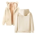 thumbnail image 2 of Plain Basic Fleece Lined Zip Up Hoodies for Women Winter Long Sleeve Thick Hooded Sweatshirt with Pockets Jacket Coat, 2 of 6
